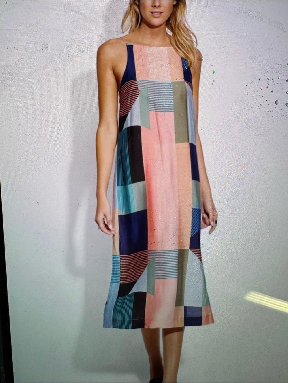 Seafolly Australia Midi Slip Dress Sz XS Halter Neck Color Block